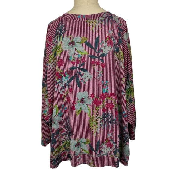 h.i.p. Tropical Cardigan Jacket Plus Size 3X Open Front Striped - Picture 3 of 16